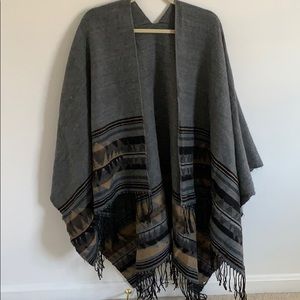 Grey and tan poncho